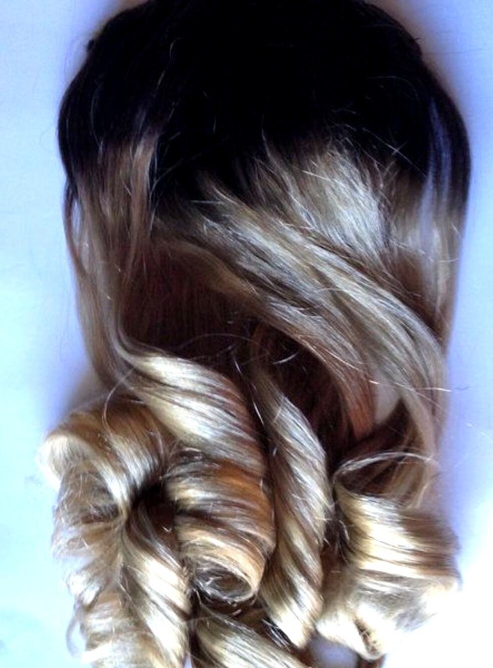 Black to Light Blonde Human Hair Extensions Set Clip or Tape 18 inches